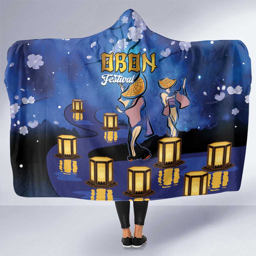 Japan Obon Festival Hooded Blanket Sakura Lanterns With Bon Dance - Polynesian Pride