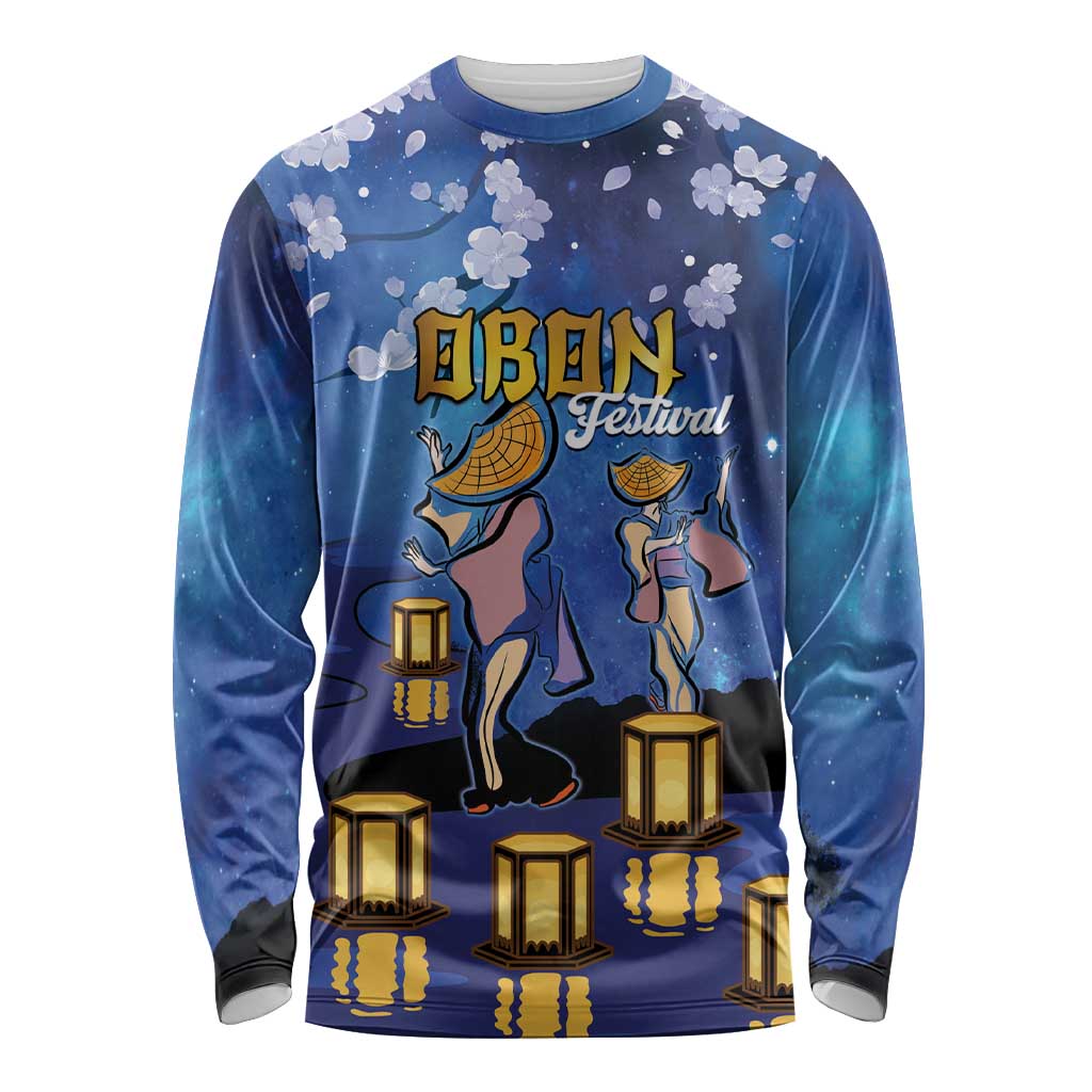 Japan Obon Festival Long Sleeve Shirt Sakura Lanterns With Bon Dance - Polynesian Pride