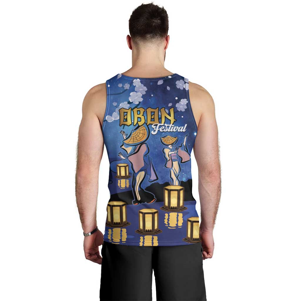 Japan Obon Festival Men Tank Top Sakura Lanterns With Bon Dance - Polynesian Pride