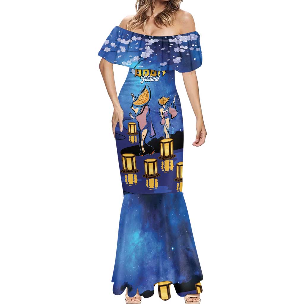 Japan Obon Festival Mermaid Dress Sakura Lanterns With Bon Dance - Polynesian Pride