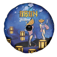 Japan Obon Festival Spare Tire Cover Sakura Lanterns With Bon Dance - Polynesian Pride