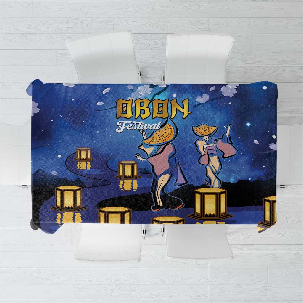 Japan Obon Festival Tablecloth Sakura Lanterns With Bon Dance - Polynesian Pride