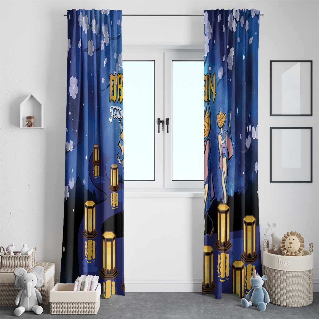 Japan Obon Festival Window Curtain Sakura Lanterns With Bon Dance - Polynesian Pride