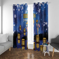 Japan Obon Festival Window Curtain Sakura Lanterns With Bon Dance - Polynesian Pride