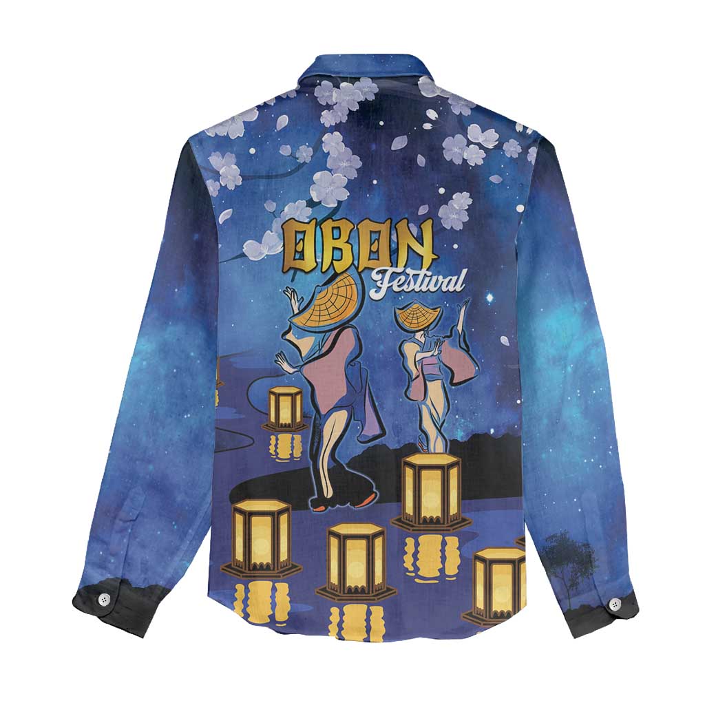 Japan Obon Festival Women Casual Shirt Sakura Lanterns With Bon Dance LT14 - Polynesian Pride