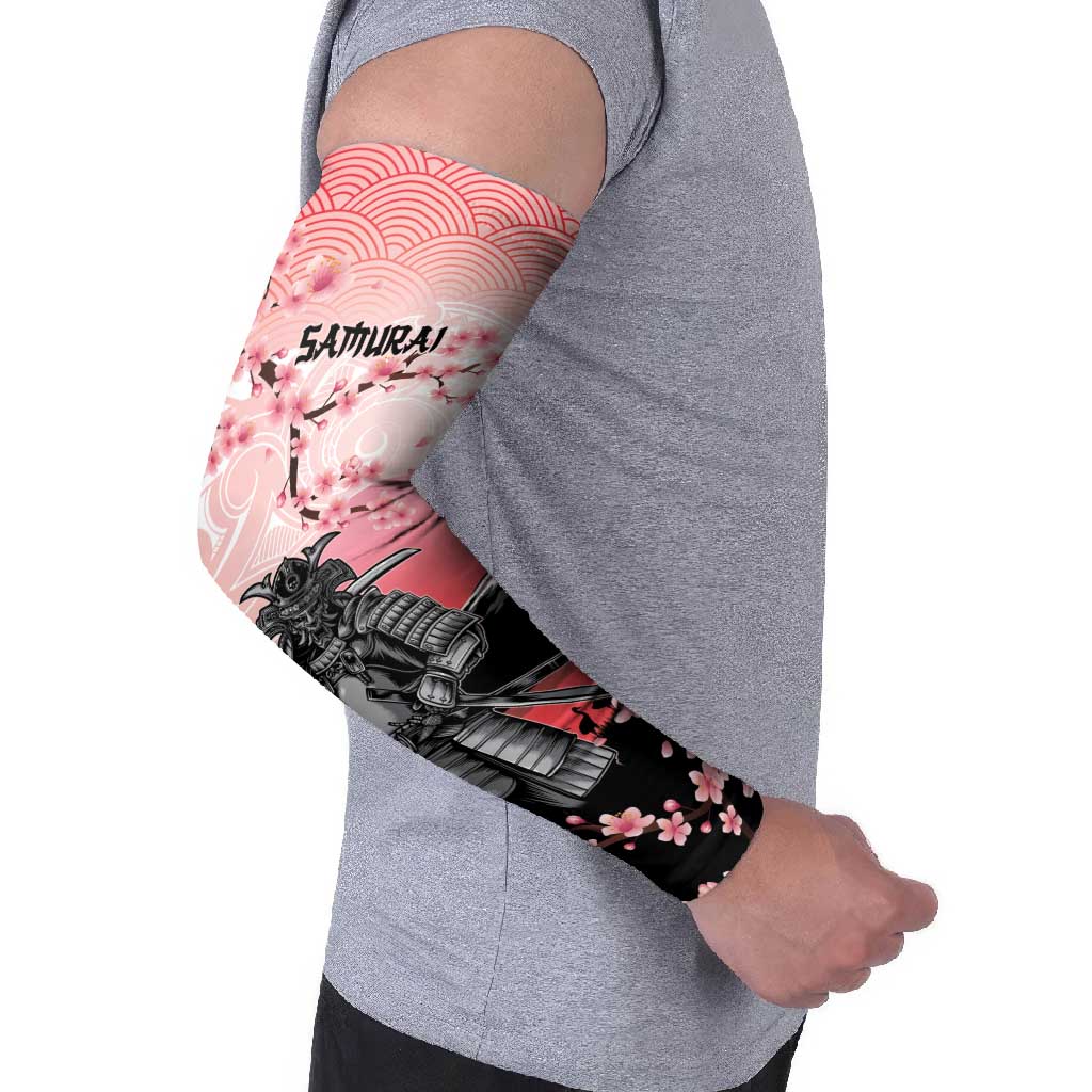 Personalised Japan Samurai Warrior Arm Sleeves Japanese Cherry Blossom Polynesian Pattern - Polynesian Pride