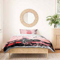 Personalised Japan Samurai Warrior Bedding Set Japanese Cherry Blossom Polynesian Pattern - Polynesian Pride