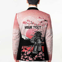 Personalised Japan Samurai Warrior Blazer Japanese Cherry Blossom Polynesian Pattern - Polynesian Pride