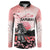 Personalised Japan Samurai Warrior Button Sweatshirt Japanese Cherry Blossom Polynesian Pattern - Polynesian Pride