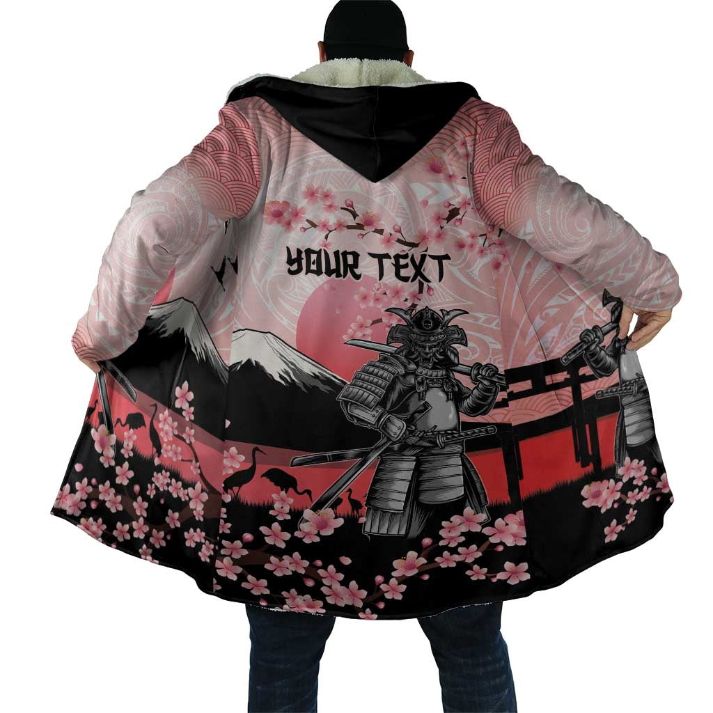 Personalised Japan Samurai Warrior Cloak Japanese Cherry Blossom Polynesian Pattern - Polynesian Pride