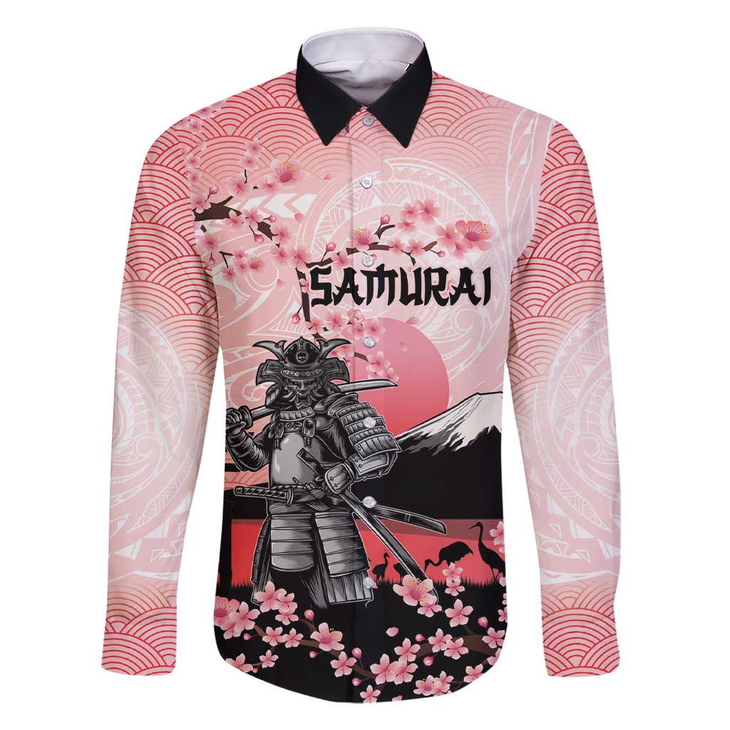 Personalised Japan Samurai Warrior Family Matching Short Sleeve Bodycon Dress and Hawaiian Shirt Japanese Cherry Blossom Polynesian Pattern - Polynesian Pride