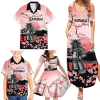 Personalised Japan Samurai Warrior Family Matching Summer Maxi Dress and Hawaiian Shirt Japanese Cherry Blossom Polynesian Pattern - Polynesian Pride