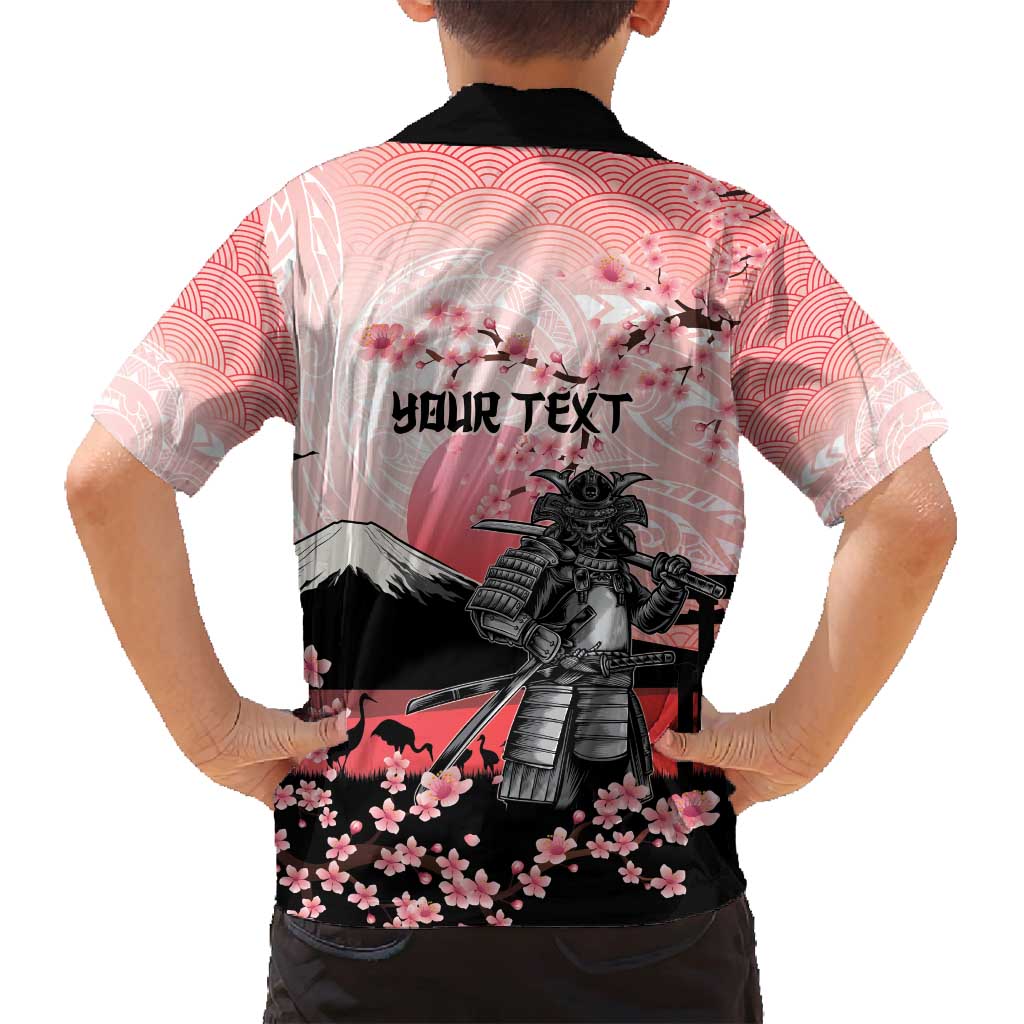Personalised Japan Samurai Warrior Family Matching Tank Maxi Dress and Hawaiian Shirt Japanese Cherry Blossom Polynesian Pattern - Polynesian Pride