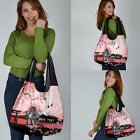 Personalised Japan Samurai Warrior Grocery Bag Japanese Cherry Blossom Polynesian Pattern - Polynesian Pride