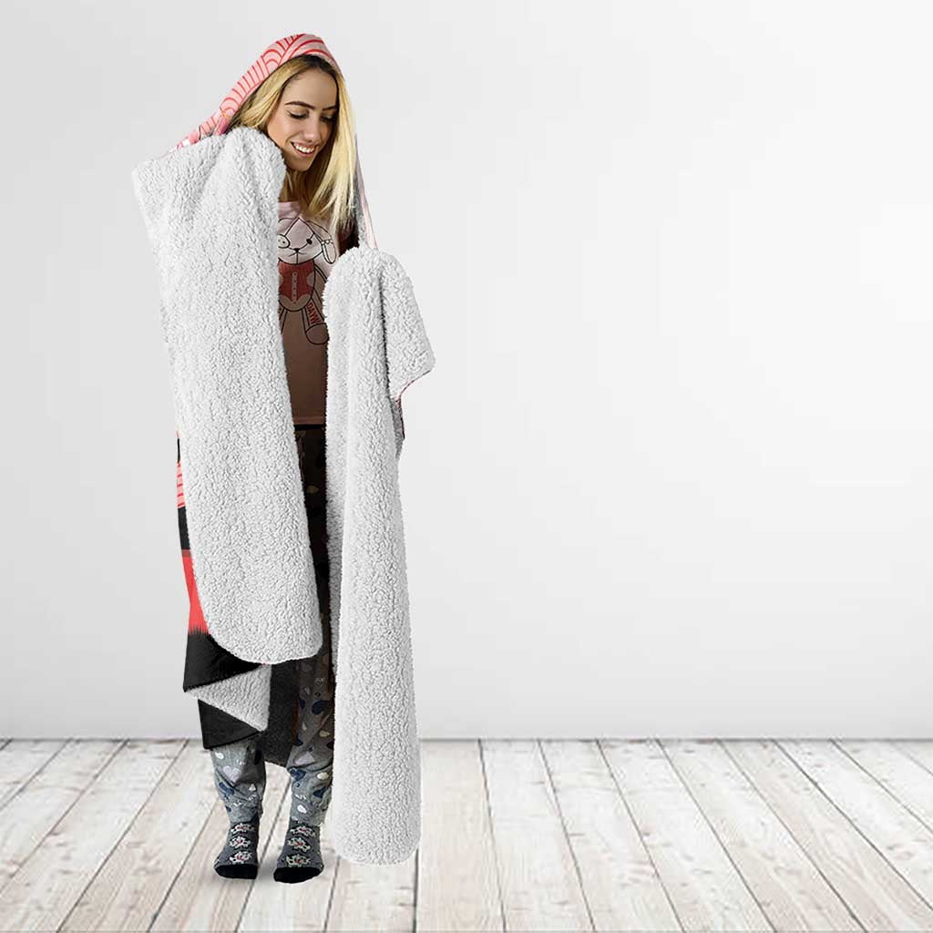 Personalised Japan Samurai Warrior Hooded Blanket Japanese Cherry Blossom Polynesian Pattern - Polynesian Pride