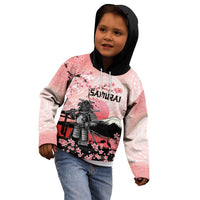 Personalised Japan Samurai Warrior Kid Hoodie Japanese Cherry Blossom Polynesian Pattern - Polynesian Pride