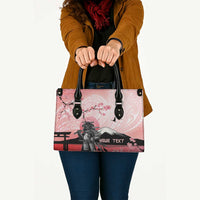 Personalised Japan Samurai Warrior Leather Bag Japanese Cherry Blossom Polynesian Pattern - Polynesian Pride