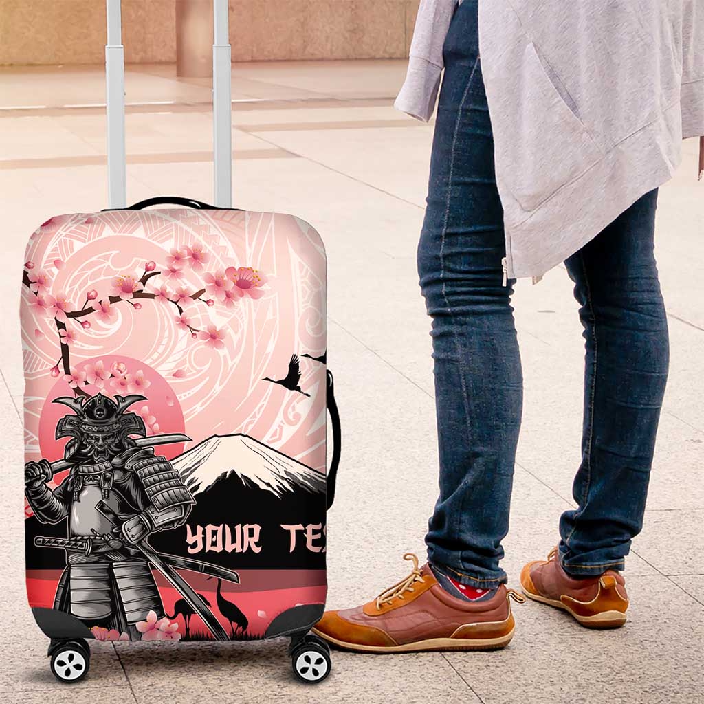 Personalised Japan Samurai Warrior Luggage Cover Japanese Cherry Blossom Polynesian Pattern LT14 Pink - Polynesian Pride