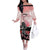 Personalised Japan Samurai Warrior Off The Shoulder Long Sleeve Dress Japanese Cherry Blossom Polynesian Pattern - Polynesian Pride