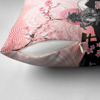 Personalised Japan Samurai Warrior Pillow Cover Japanese Cherry Blossom Polynesian Pattern - Polynesian Pride