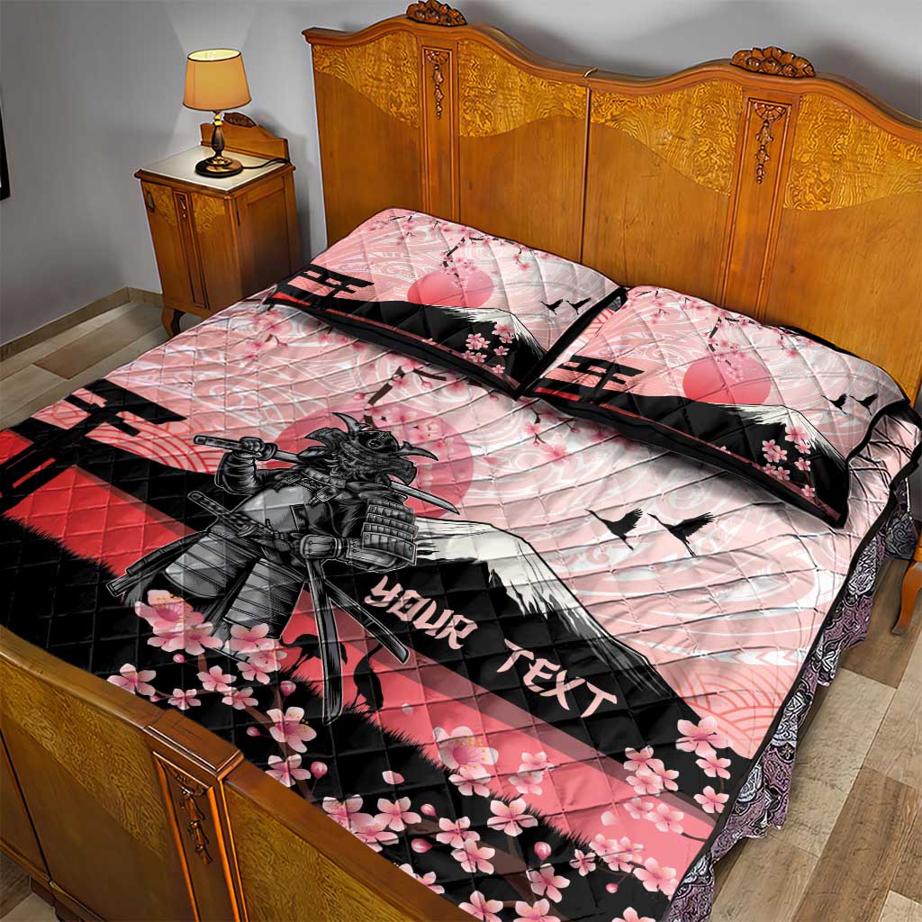Personalised Japan Samurai Warrior Quilt Bed Set Japanese Cherry Blossom Polynesian Pattern - Polynesian Pride
