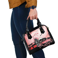 Personalised Japan Samurai Warrior Shoulder Handbag Japanese Cherry Blossom Polynesian Pattern - Polynesian Pride