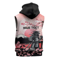 Personalised Japan Samurai Warrior Sleeveless Hoodie Japanese Cherry Blossom Polynesian Pattern - Polynesian Pride