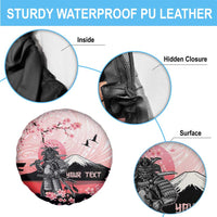 Personalised Japan Samurai Warrior Spare Tire Cover Japanese Cherry Blossom Polynesian Pattern - Polynesian Pride