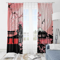 Personalised Japan Samurai Warrior Window Curtain Japanese Cherry Blossom Polynesian Pattern - Polynesian Pride