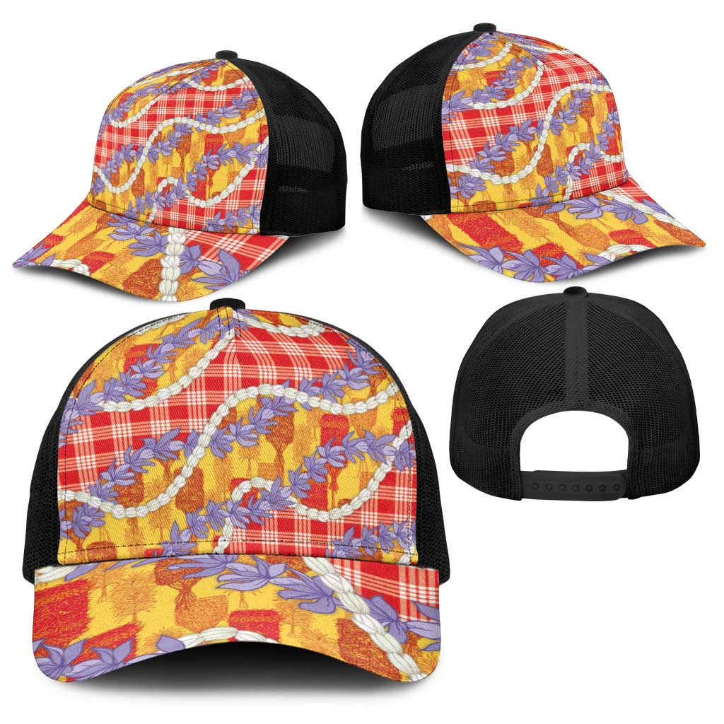 Hawaii Kahili Palaka Motifs Baseball Net Cap Hawaiian Honohono Pikake Lei LT14 - Polynesian Pride