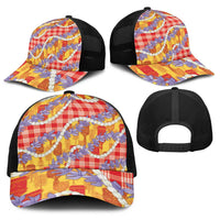Hawaii Kahili Palaka Motifs Baseball Net Cap Hawaiian Honohono Pikake Lei LT14 - Polynesian Pride