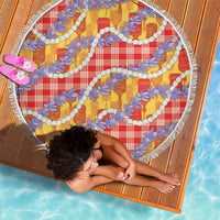 Hawaii Kahili Palaka Motifs Beach Blanket Hawaiian Honohono Pikake Lei