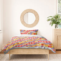 Hawaii Kahili Palaka Motifs Bedding Set Hawaiian Honohono Pikake Lei