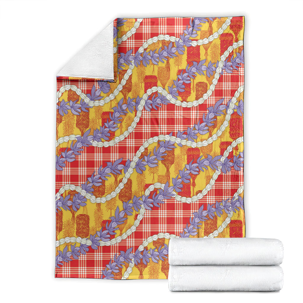 Hawaii Kahili Palaka Motifs Blanket Hawaiian Honohono Pikake Lei