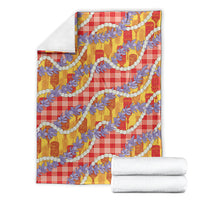 Hawaii Kahili Palaka Motifs Blanket Hawaiian Honohono Pikake Lei
