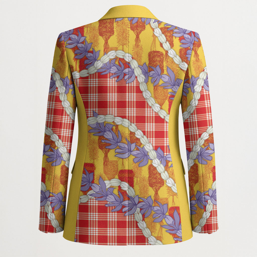 Hawaii Kahili Palaka Motifs Blazer Hawaiian Honohono Pikake Lei