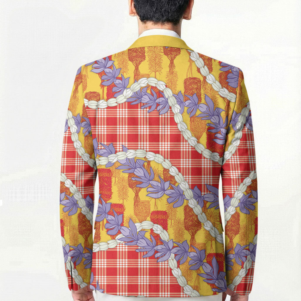 Hawaii Kahili Palaka Motifs Blazer Hawaiian Honohono Pikake Lei