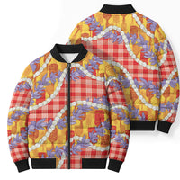 Hawaii Kahili Palaka Motifs Bomber Puffer Jacket Hawaiian Honohono Pikake Lei