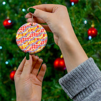 Hawaii Kahili Palaka Motifs Ceramic Ornament Hawaiian Honohono Pikake Lei LT14 - Polynesian Pride