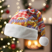 Hawaii Kahili Palaka Motifs Christmas Santa Hat Hawaiian Honohono Pikake Lei LT14 Without Fur Red - Polynesian Pride