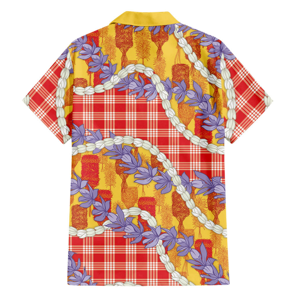 Hawaii Kahili Palaka Motifs Family Matching Tank Maxi Dress and Hawaiian Shirt Hawaiian Honohono Pikake Lei LT14 - Polynesian Pride