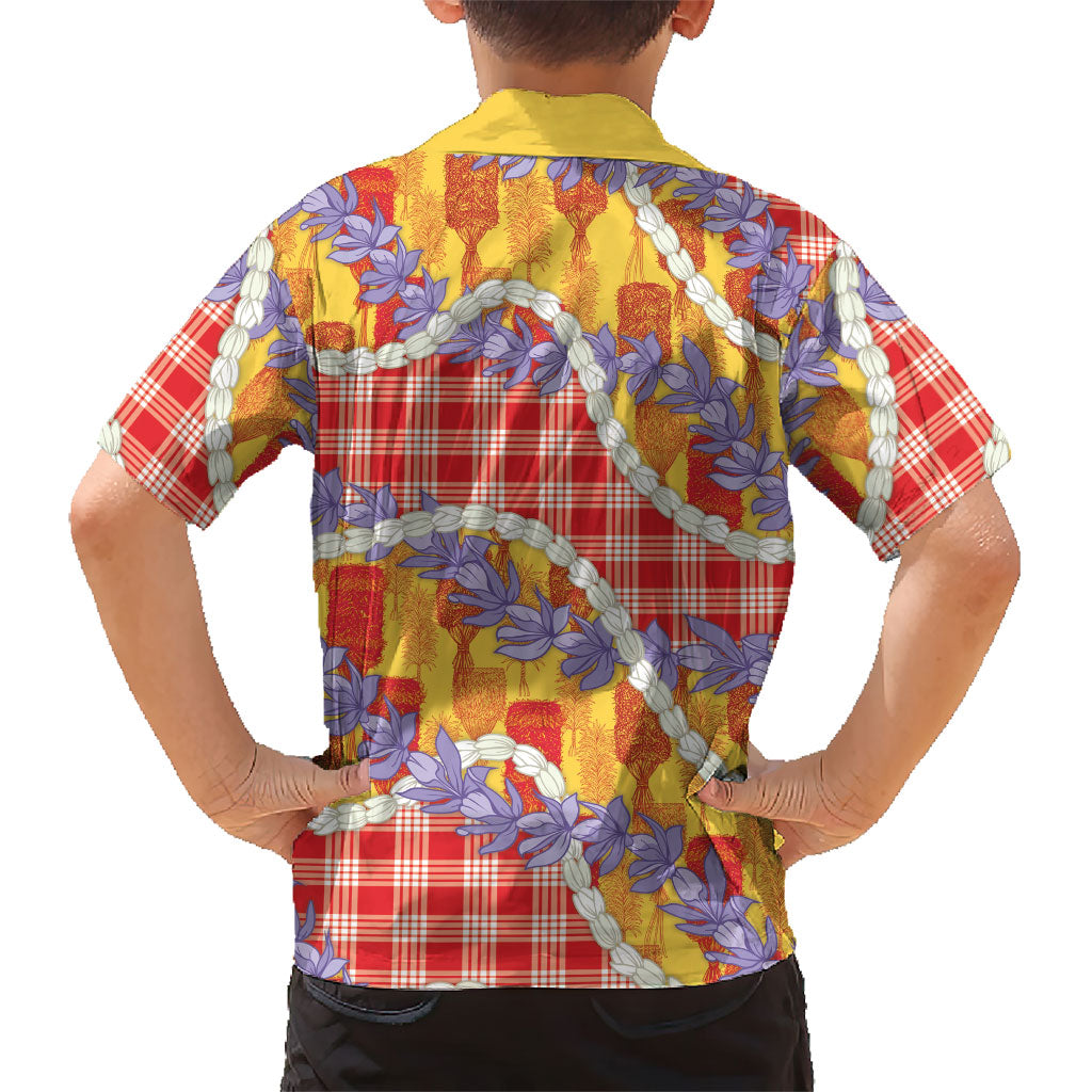 Hawaii Kahili Palaka Motifs Kid Hawaiian Shirt Hawaiian Honohono Pikake Lei