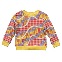 Hawaii Kahili Palaka Motifs Kid Ugly Christmas Sweater Hawaiian Honohono Pikake Lei LT14 Kid Red - Polynesian Pride