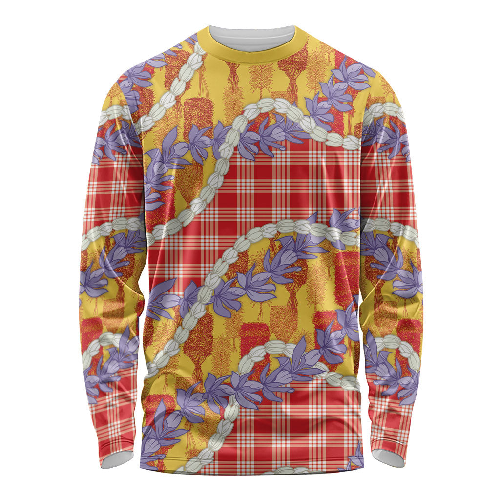 Hawaii Kahili Palaka Motifs Long Sleeve Shirt Hawaiian Honohono Pikake Lei
