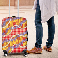 Hawaii Kahili Palaka Motifs Luggage Cover Hawaiian Honohono Pikake Lei