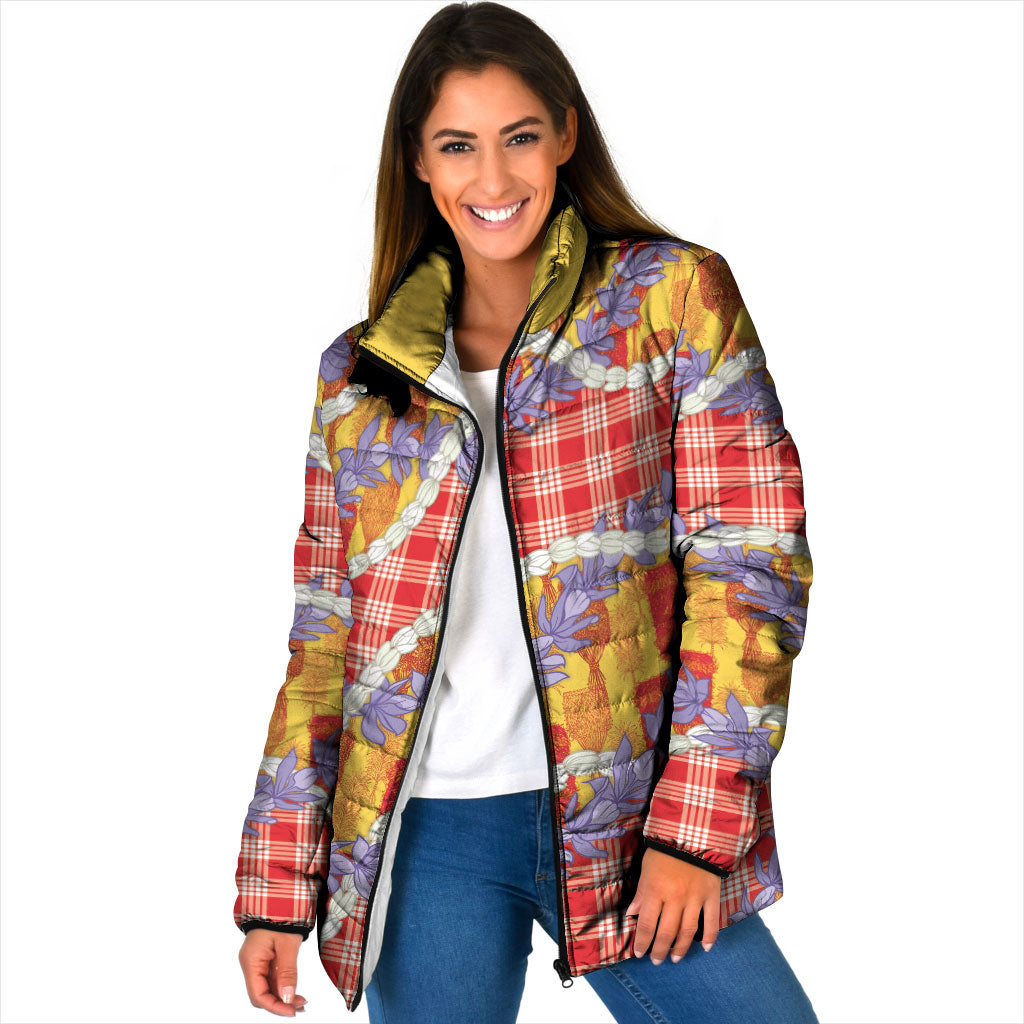 Hawaii Kahili Palaka Motifs Padded Jacket Hawaiian Honohono Pikake Lei