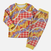 Hawaii Kahili Palaka Motifs Christmas Pajama Set Hawaiian Honohono Pikake Lei LT14 Men Red - Polynesian Pride