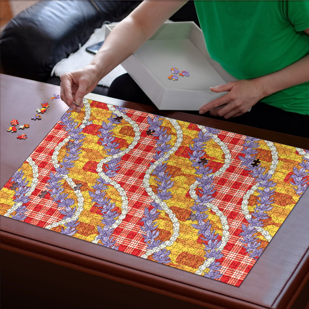 Hawaii Kahili Palaka Motifs Puzzle Hawaiian Honohono Pikake Lei