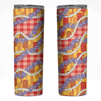 Hawaii Kahili Palaka Motifs Skinny Tumbler Hawaiian Honohono Pikake Lei