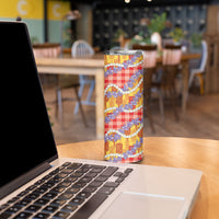 Hawaii Kahili Palaka Motifs Skinny Tumbler Hawaiian Honohono Pikake Lei